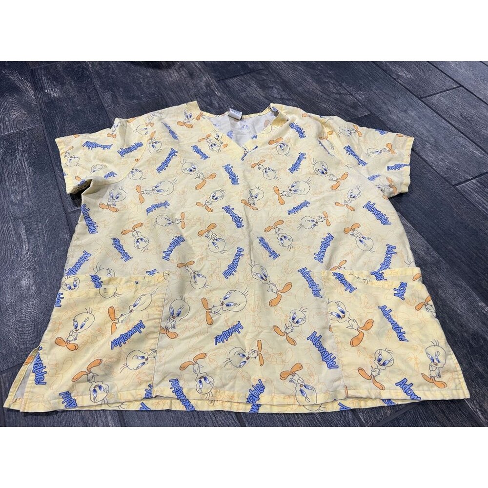 GENTLY USED TWEETY BIRD SCRUB TOP- 2XL